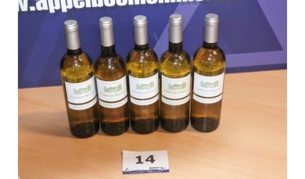 5 flessen à 75cl witte wijn CHATEAU MARTET, Bordeaux, 4x 2018- 1x 2016, Frankrijk